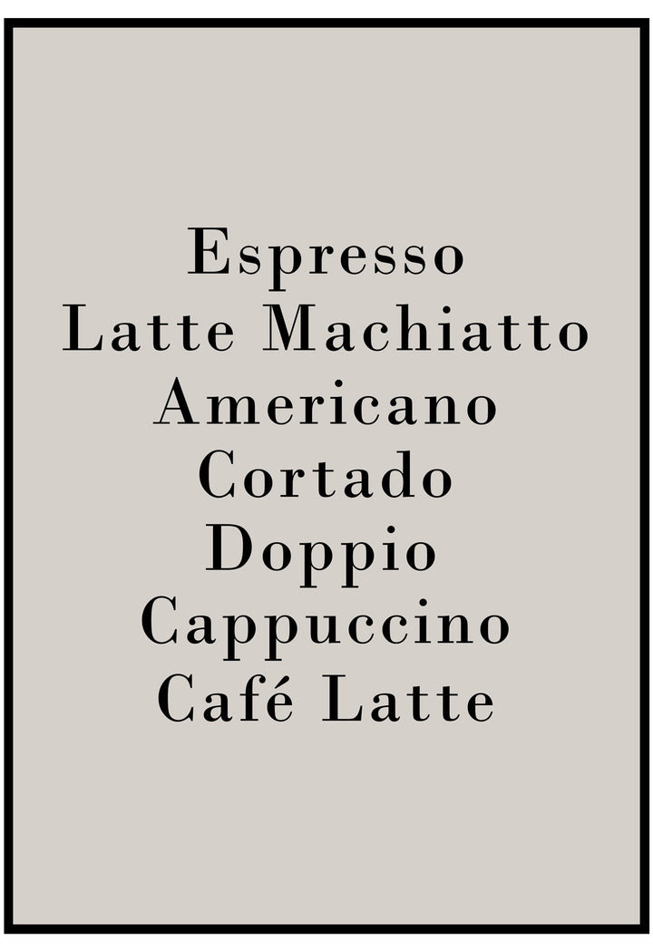 coffee list poster