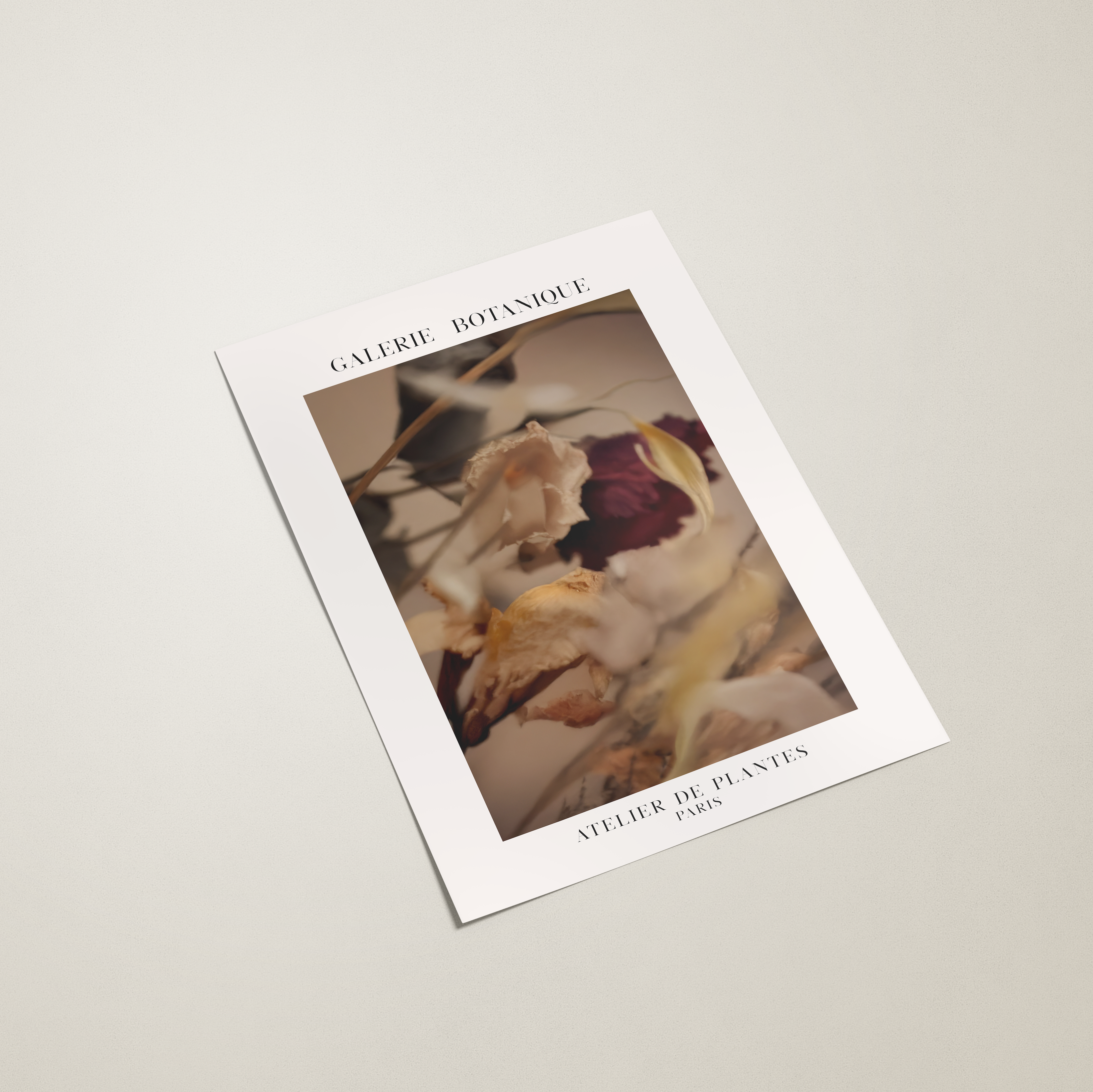 Poster with floral design on a plain background