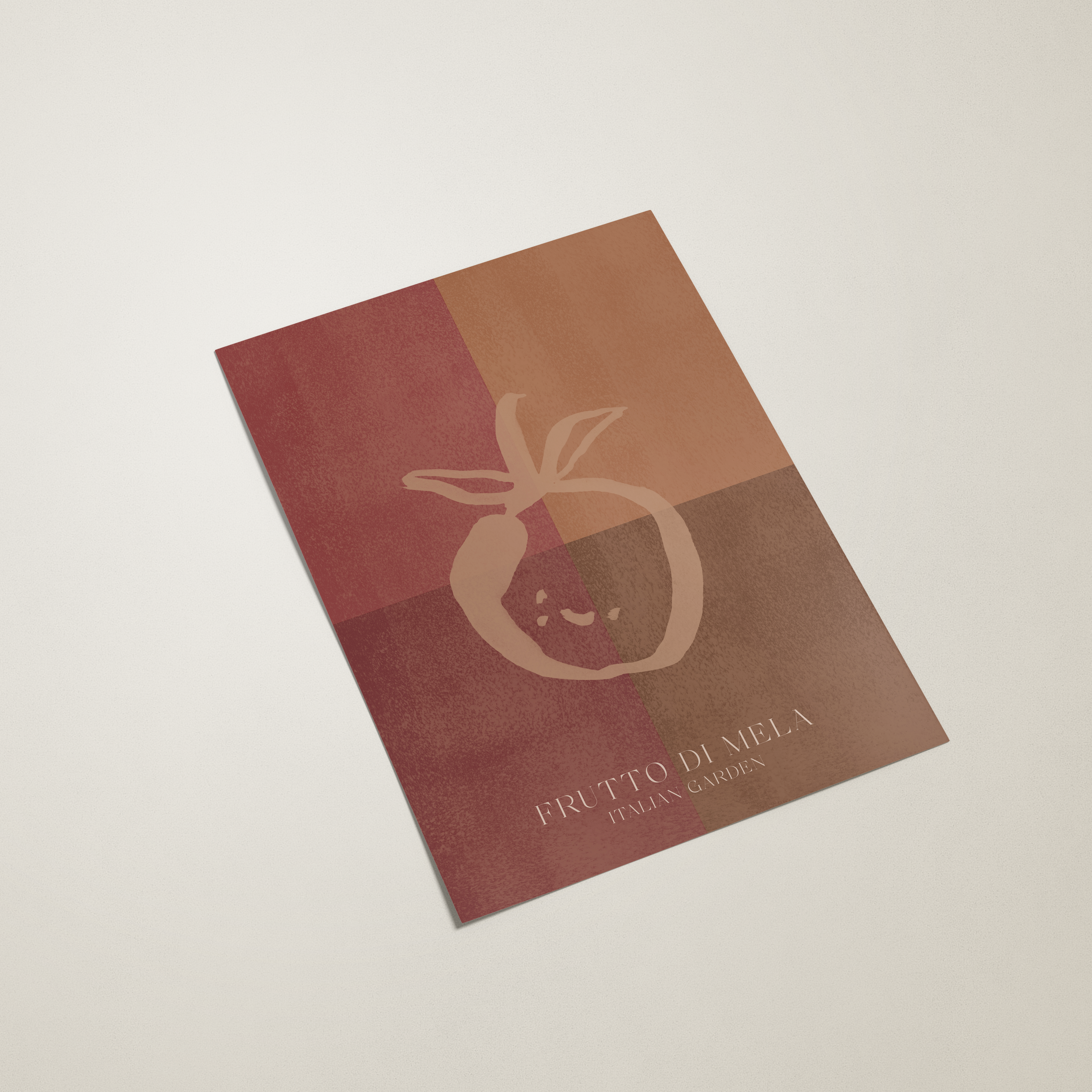 poster with an apple logo and text on a beige background