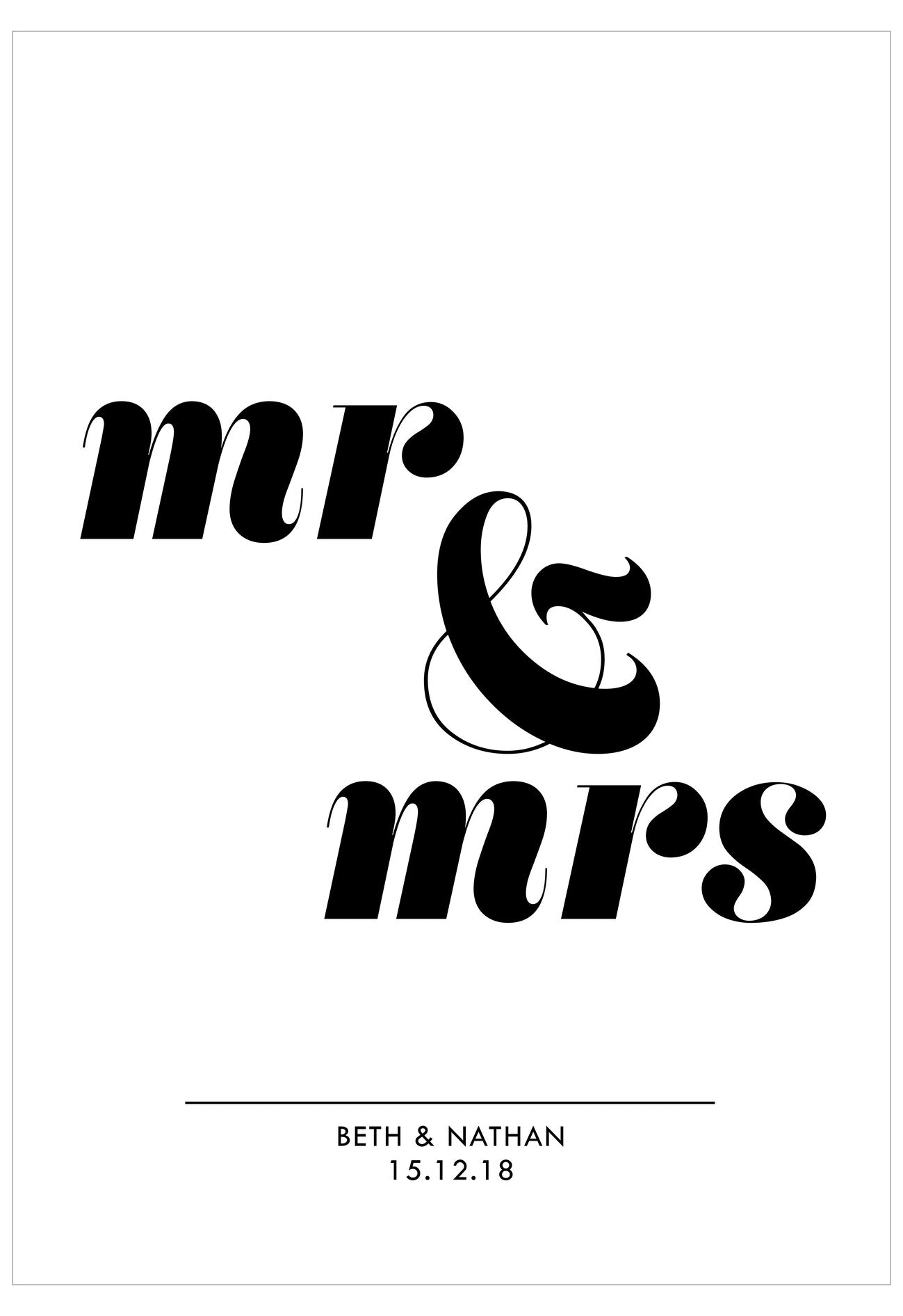 Mr. & Mrs. ポスター Personalised Mr & Mrs Poster
