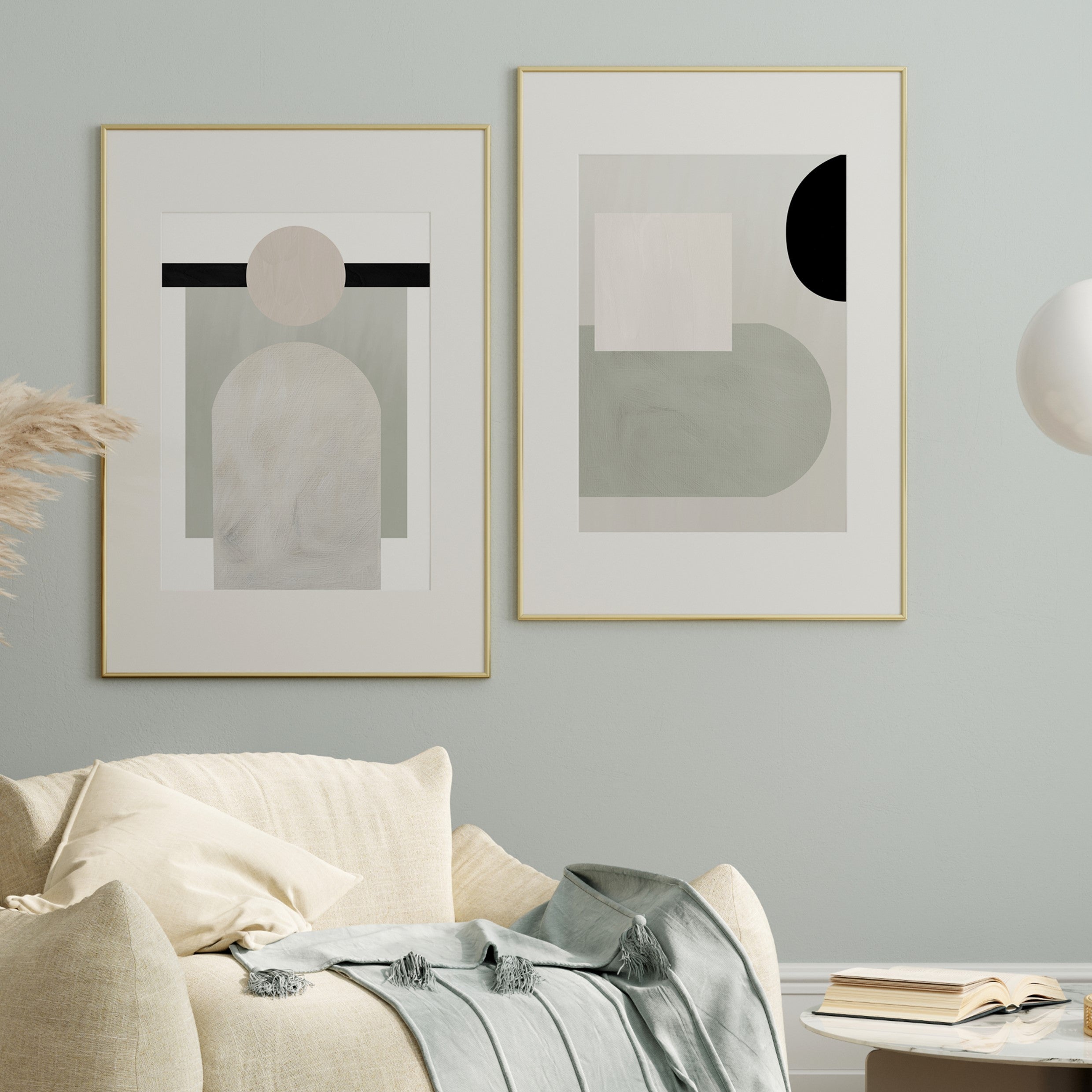 green gouache wall art