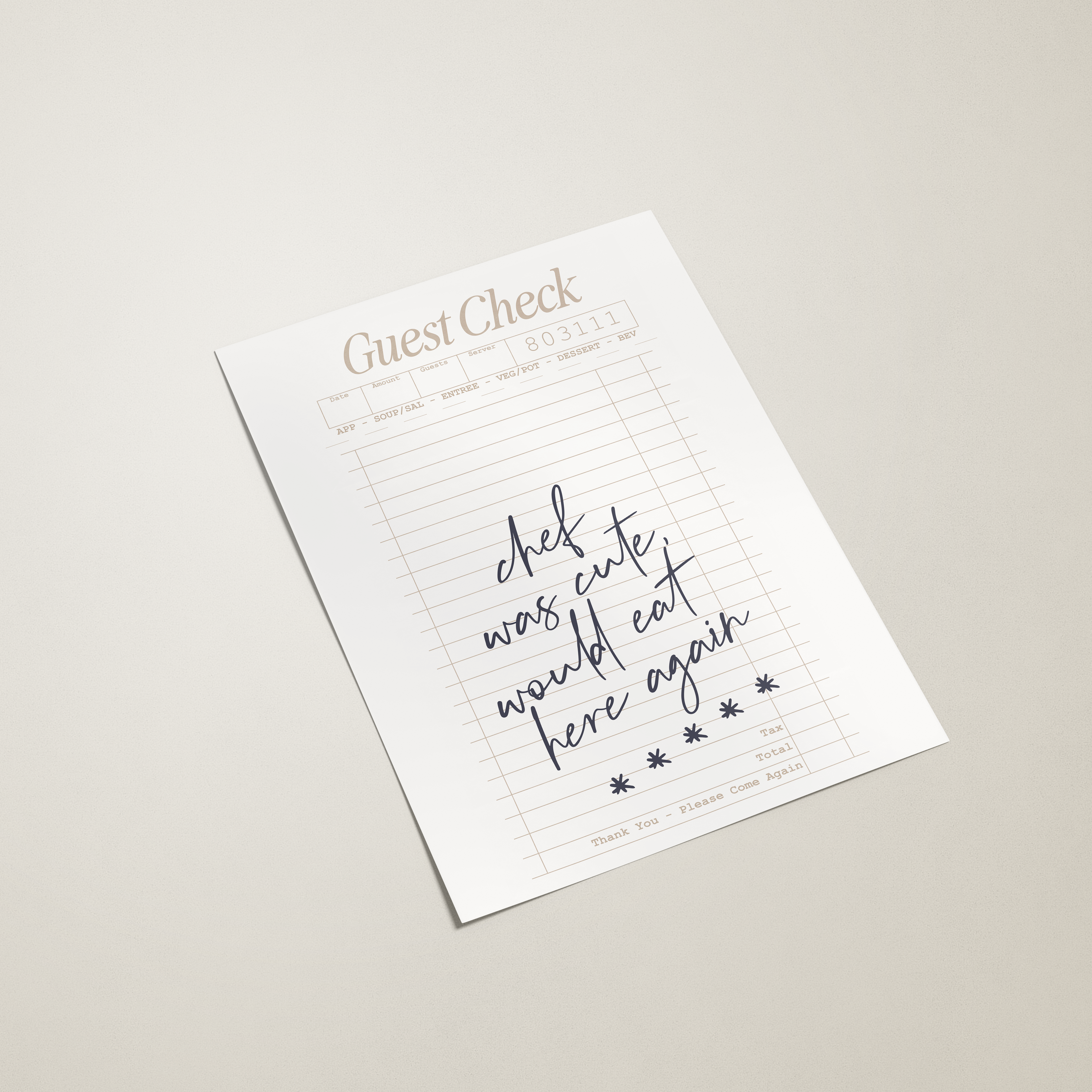 guest check poster
