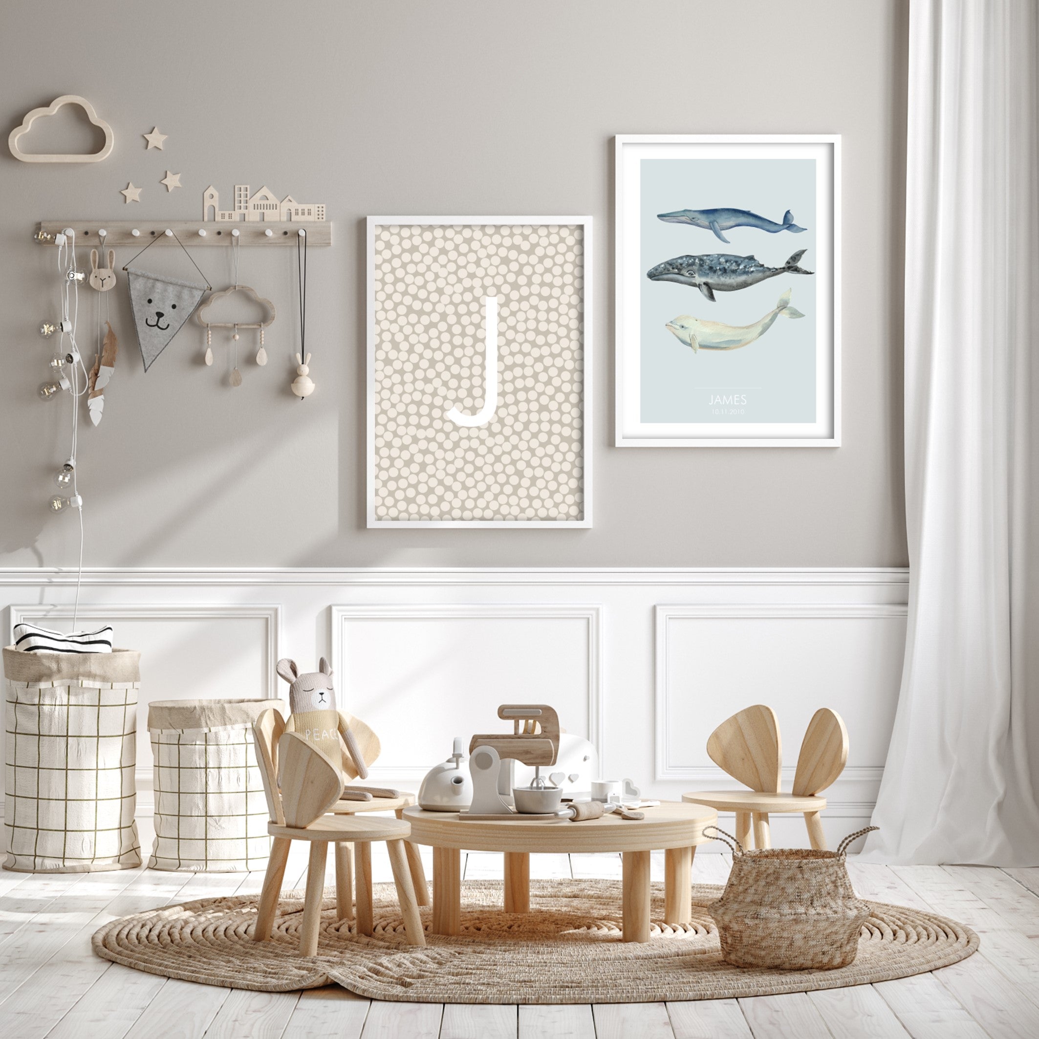 Personalised Kids Whales Poster