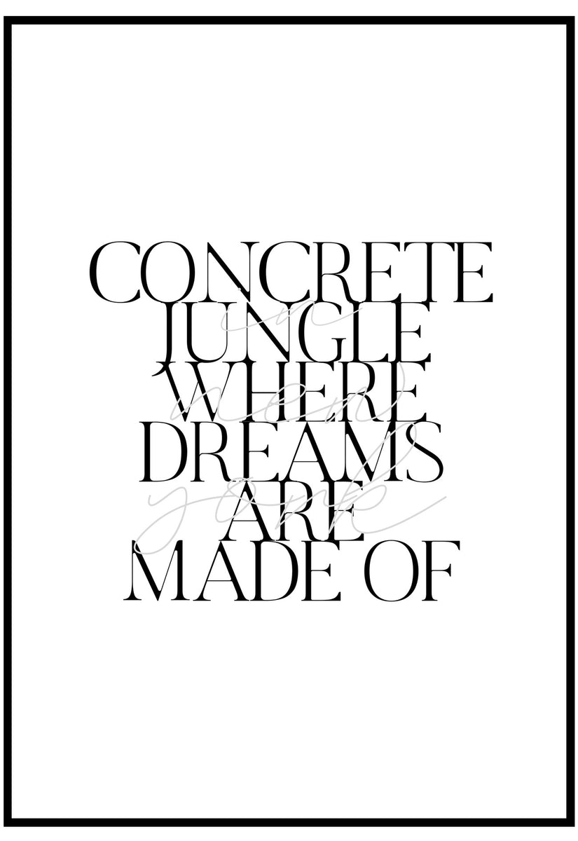Concrete Jungle Poster Alicia Keys Inspired New York Wall Art Slay