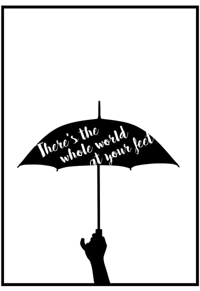 there's the whole world at your feet wall art in black frame
