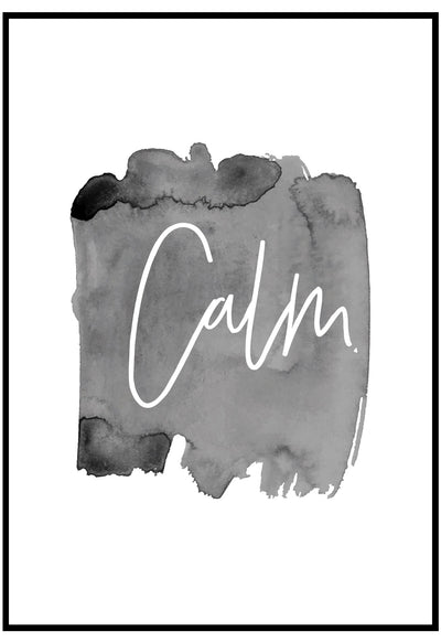 calm typography wall art in black picture frame