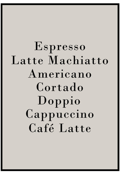 coffee list poster