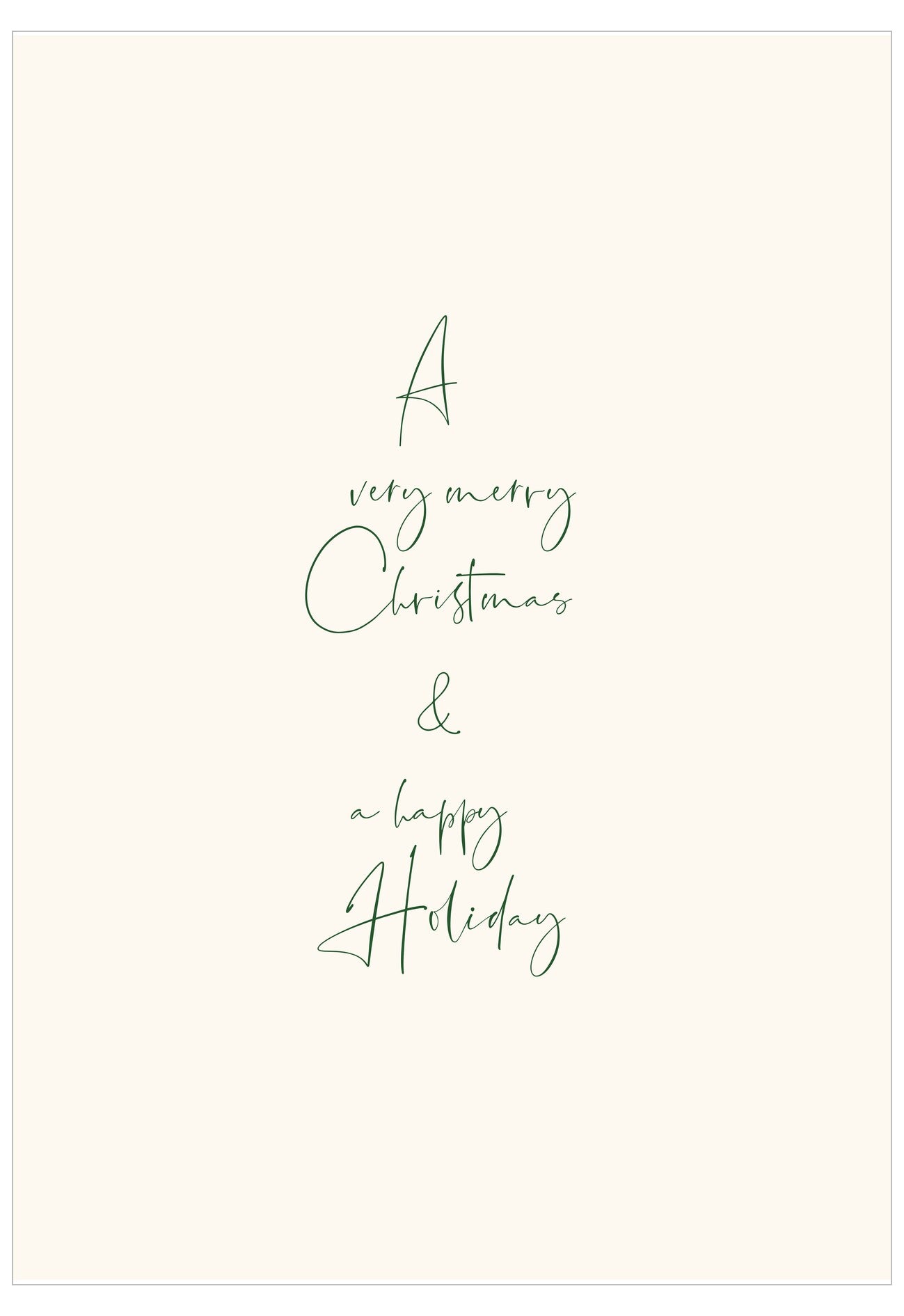 Text 'A very merry Christmas & a happy Holiday' on a white background