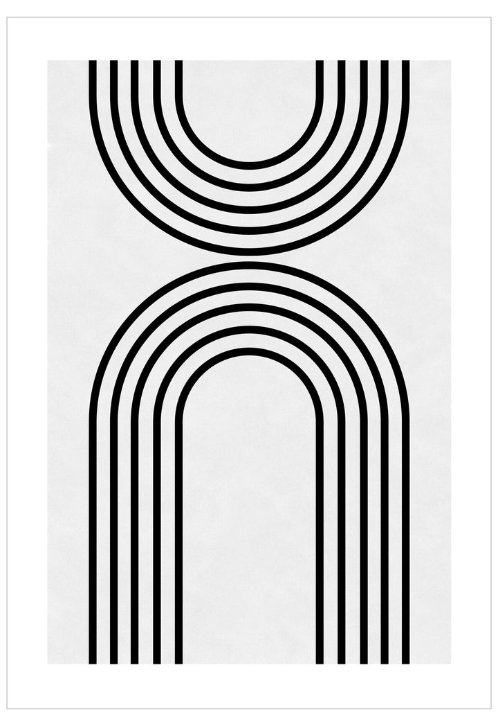 Two black arch-shaped lines on a white background