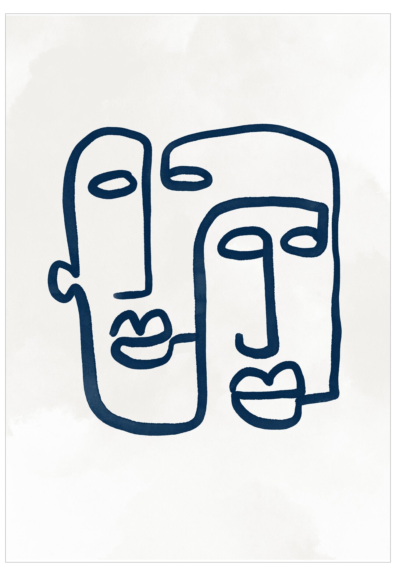 Abstract line art of two faces on a white background