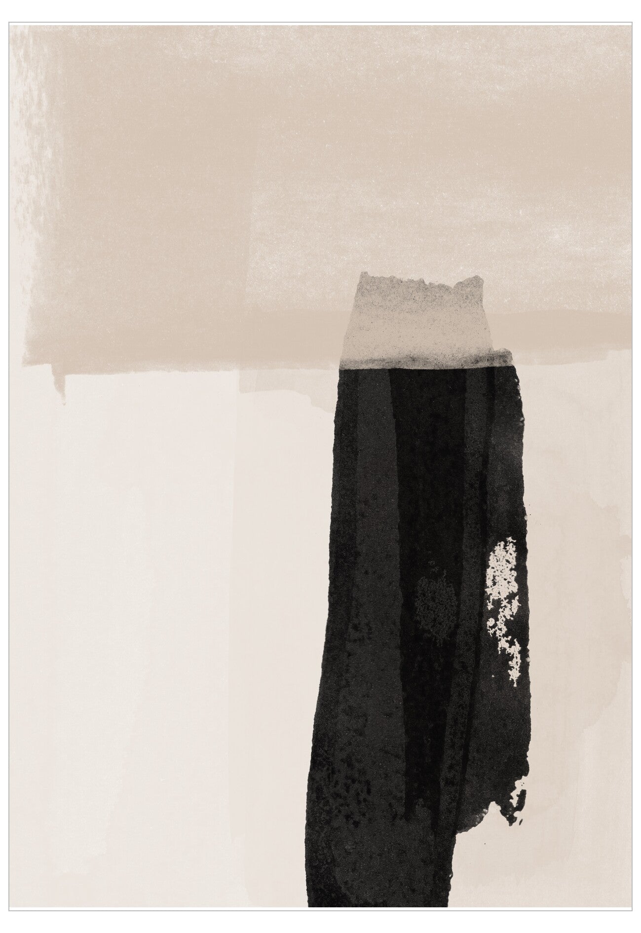 Black pants with white floral design on a beige background