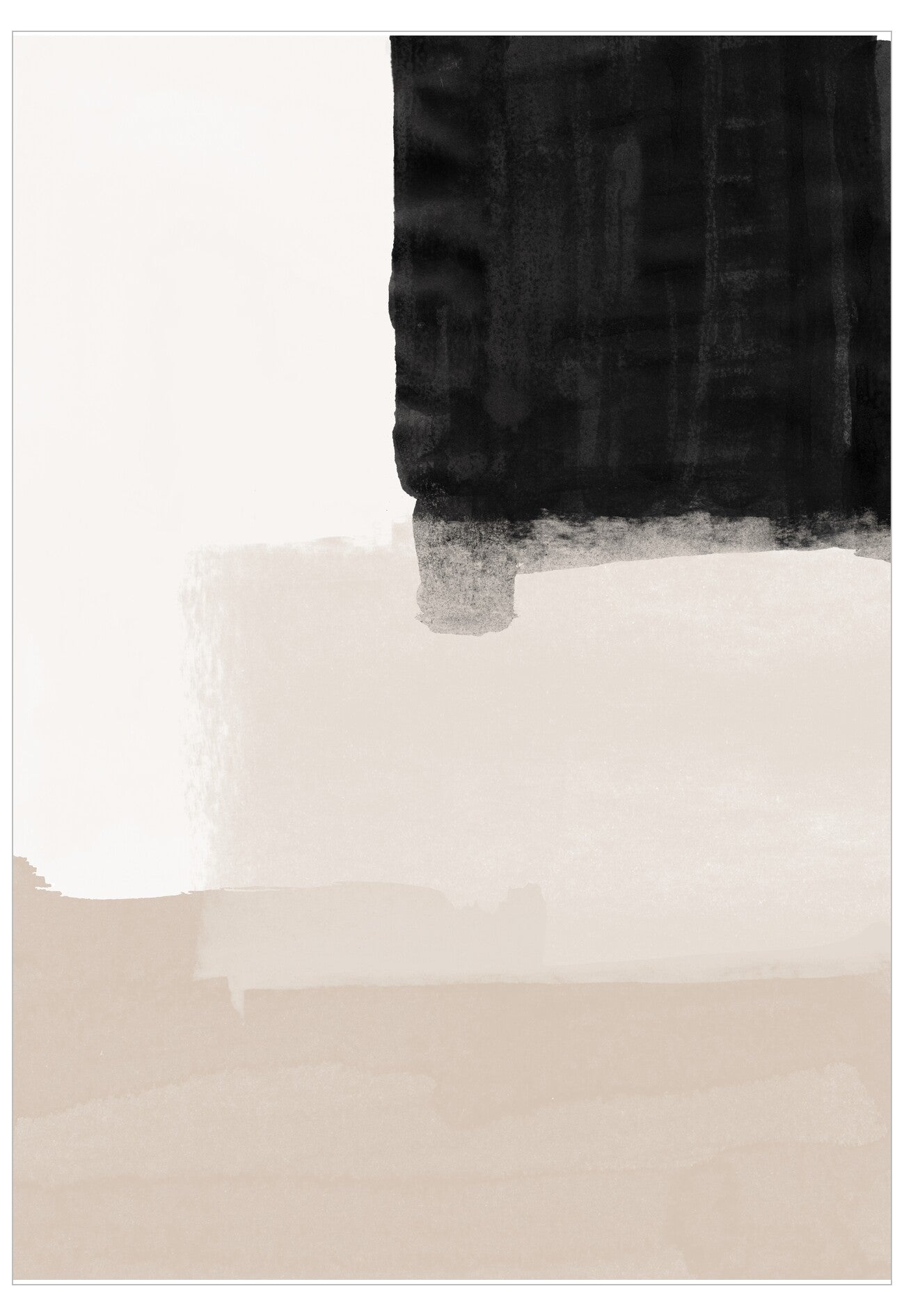 Close-up of a black shoe with white sole on a beige surface