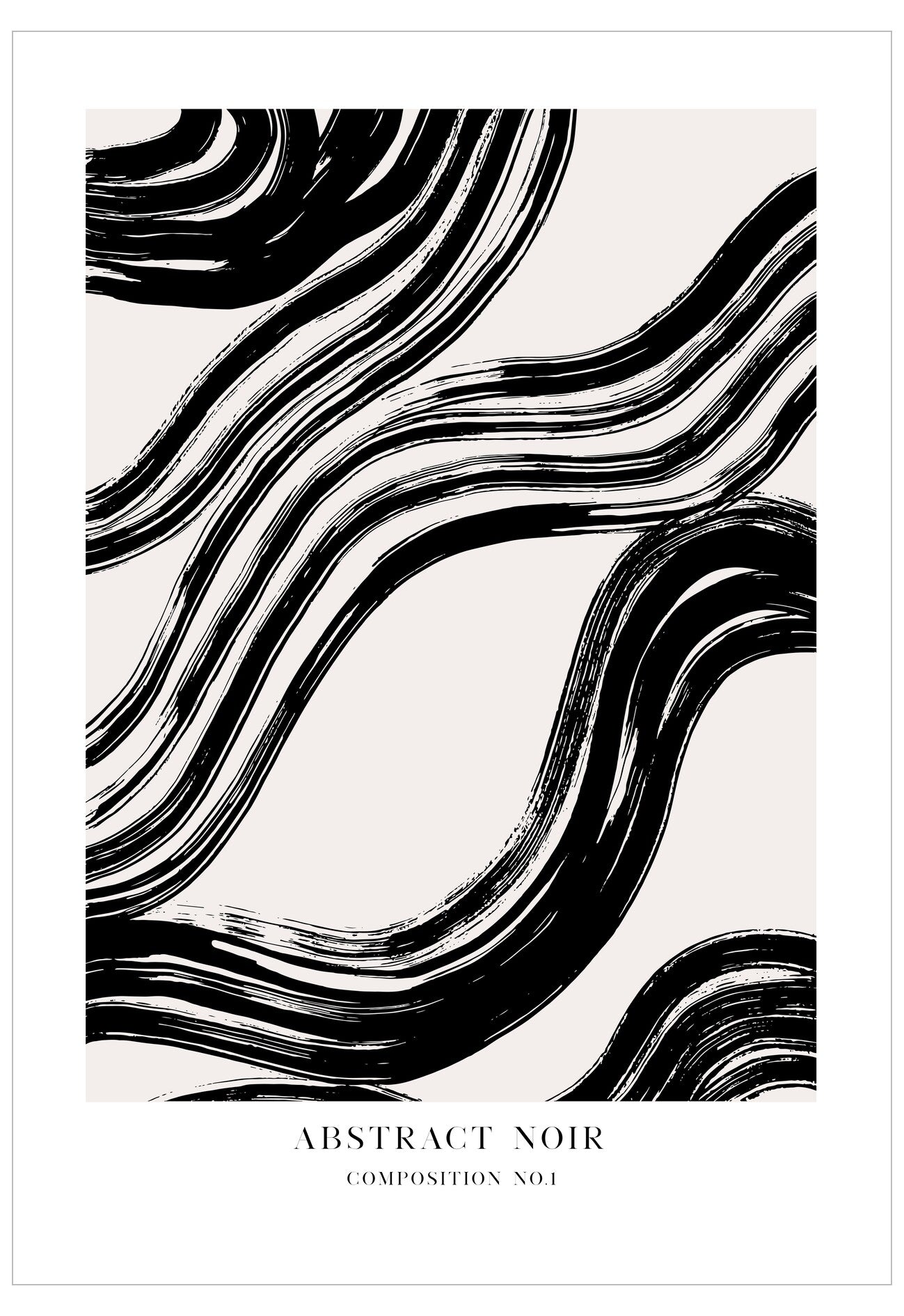 Abstract black and white wavy pattern on a light background with 'Abstract Noir' text.