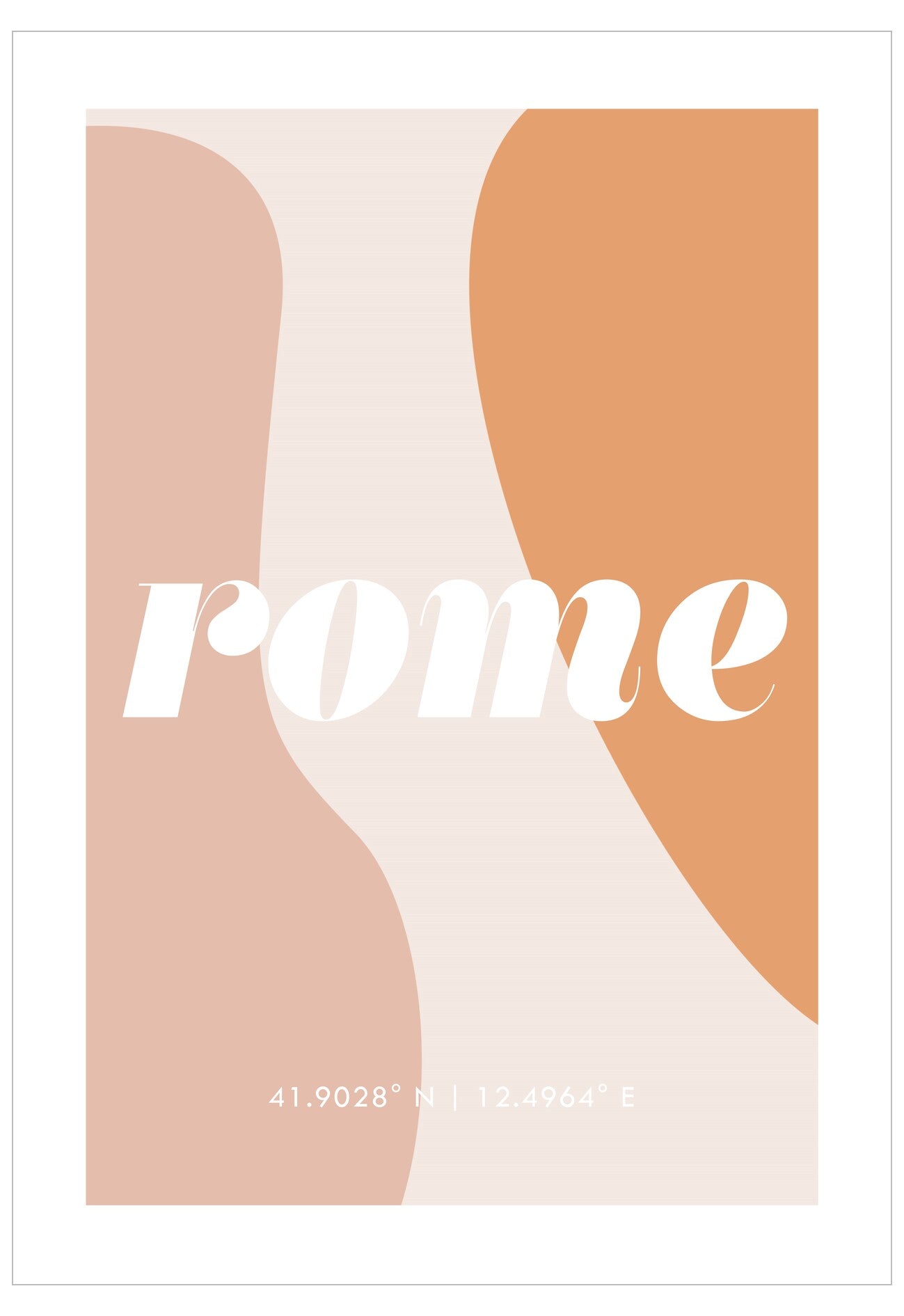 Poster with 'Rome' text and abstract shapes on a white background