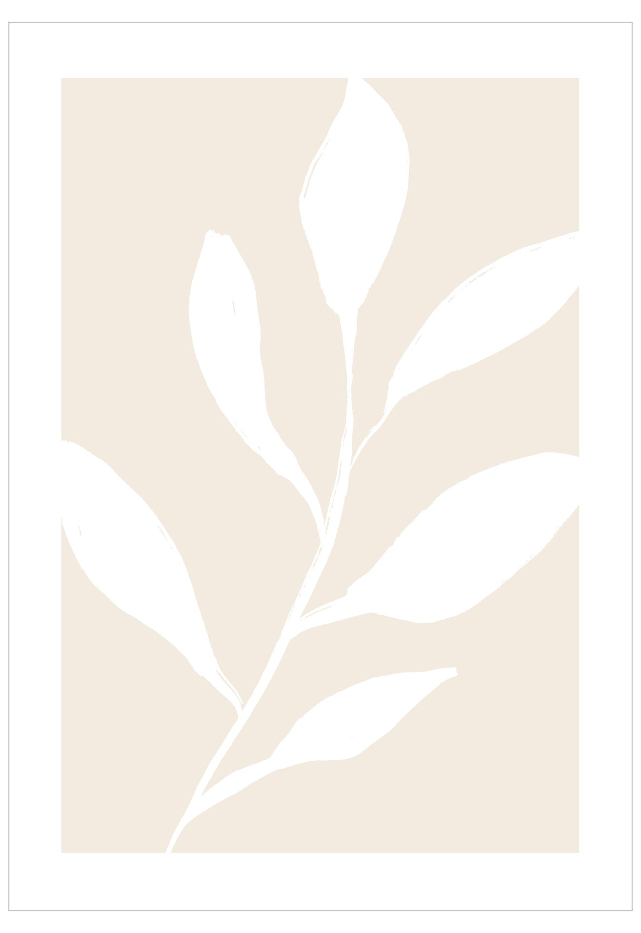 White leaf pattern on a beige background