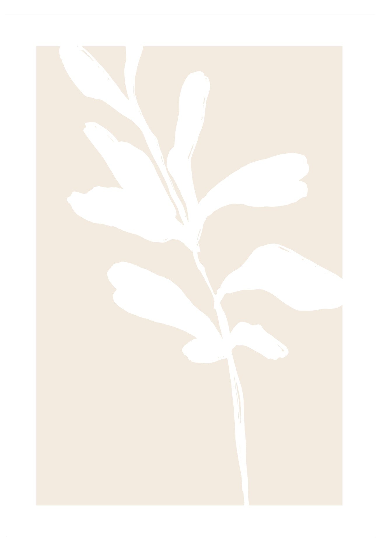 White leaf-like shapes on a beige background