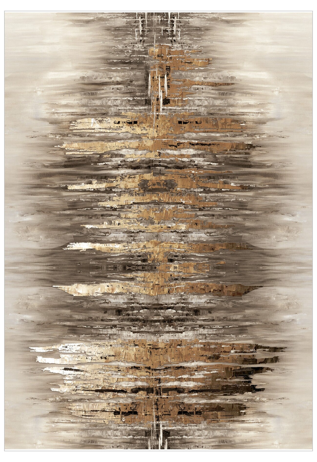 Abstract art piece with brown and beige brush strokes on a white background