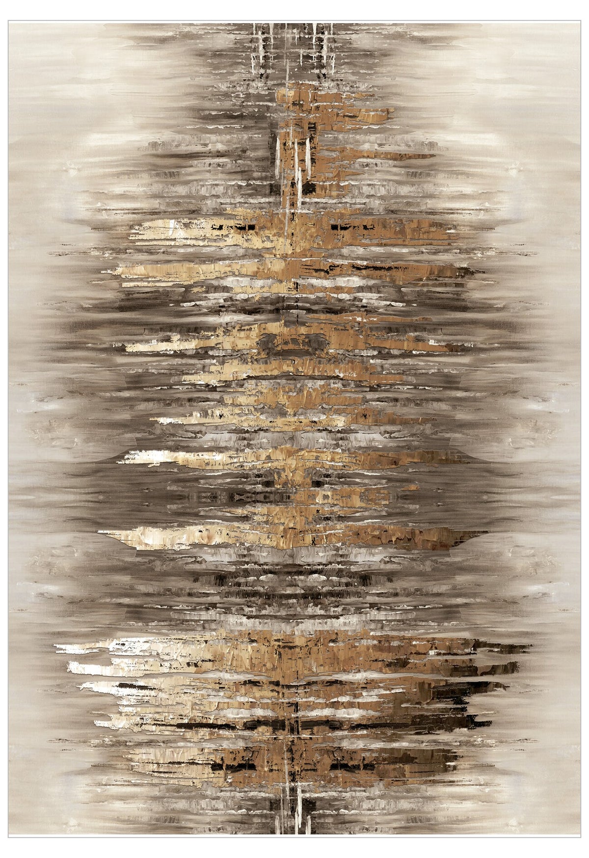Abstract art piece with brown and beige brush strokes on a white background
