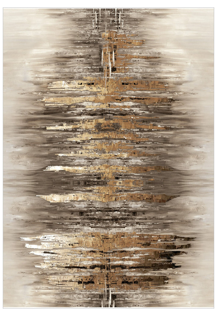 Abstract art piece with brown and beige brush strokes on a white background