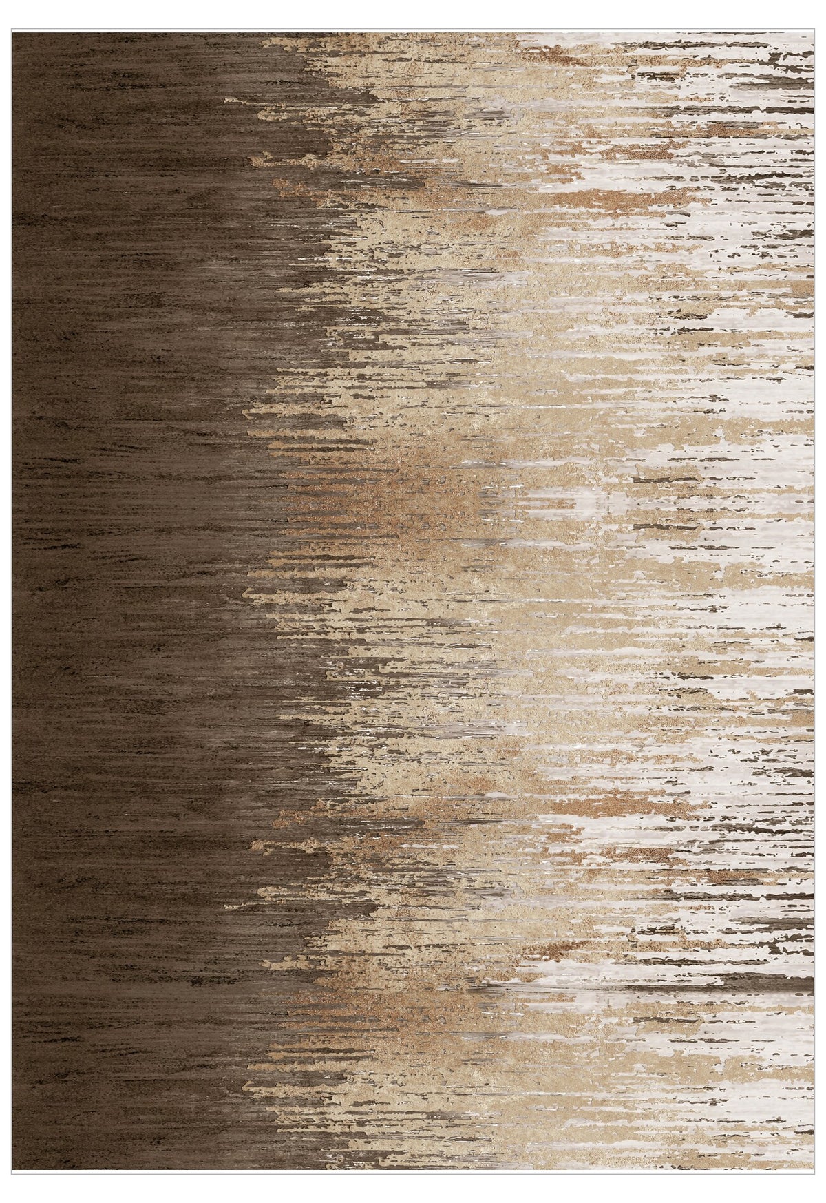 Rug with brown, beige, and white abstract pattern