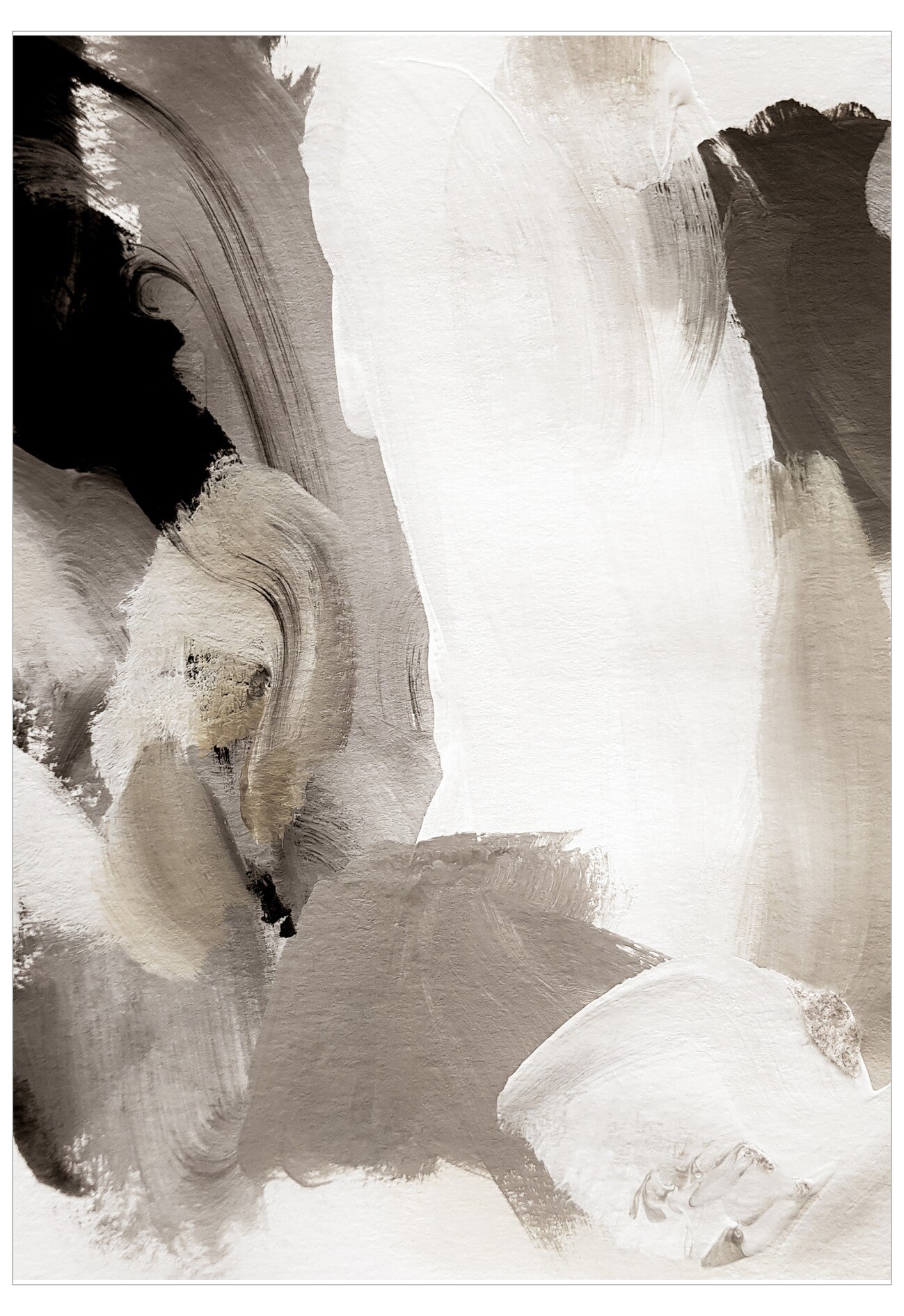 Abstract black and white art with brush strokes