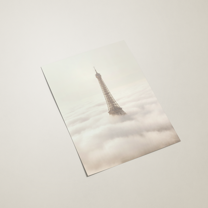 Poster with Eiffel Tower design on a white background