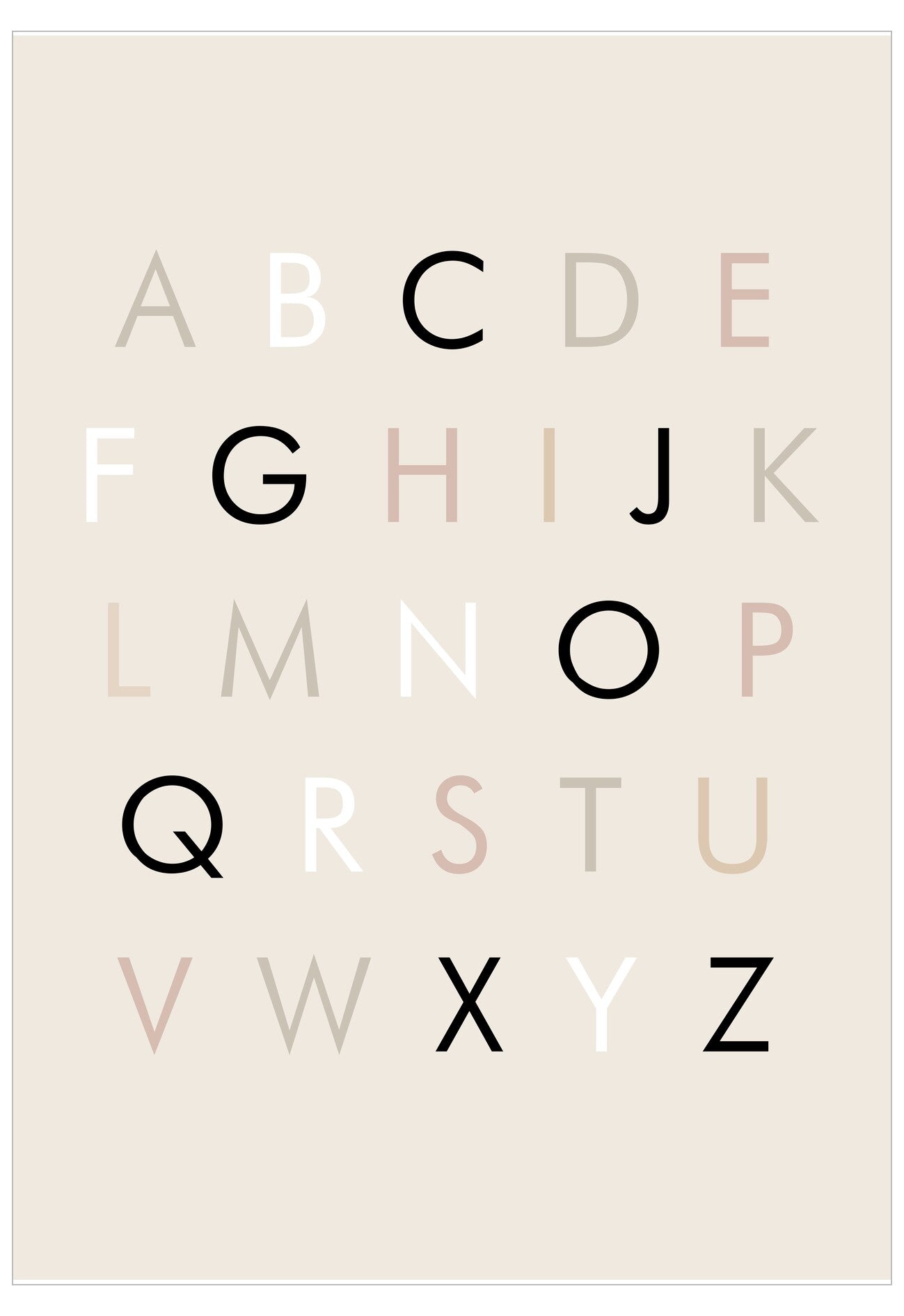 Alphabet letters on a beige background