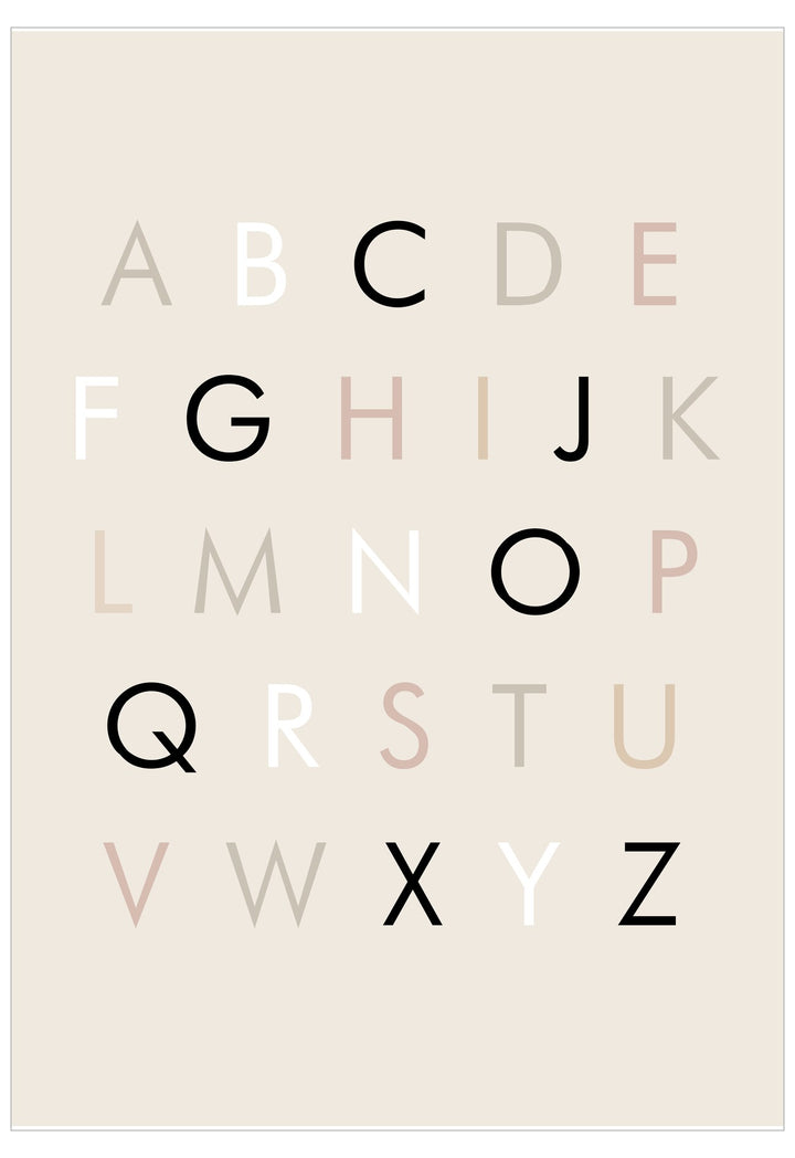 Alphabet letters on a beige background