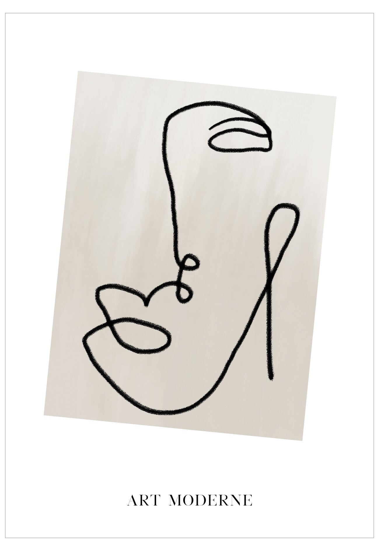 Abstract line art of a hand on a beige background with 'Art Moderne' text.