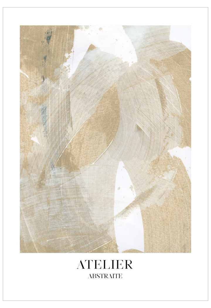 Abstract art print with the word 'Atelier' on a white background