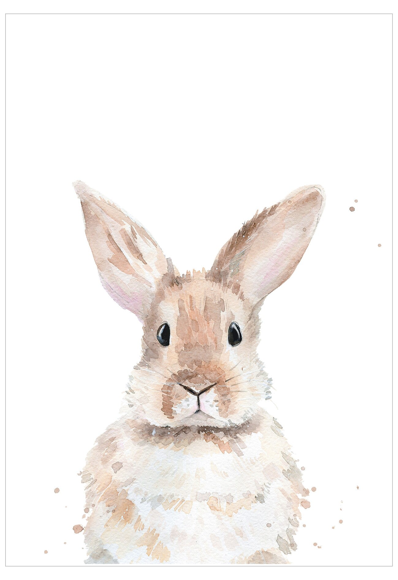 Watercolor painting of a rabbit on a white background