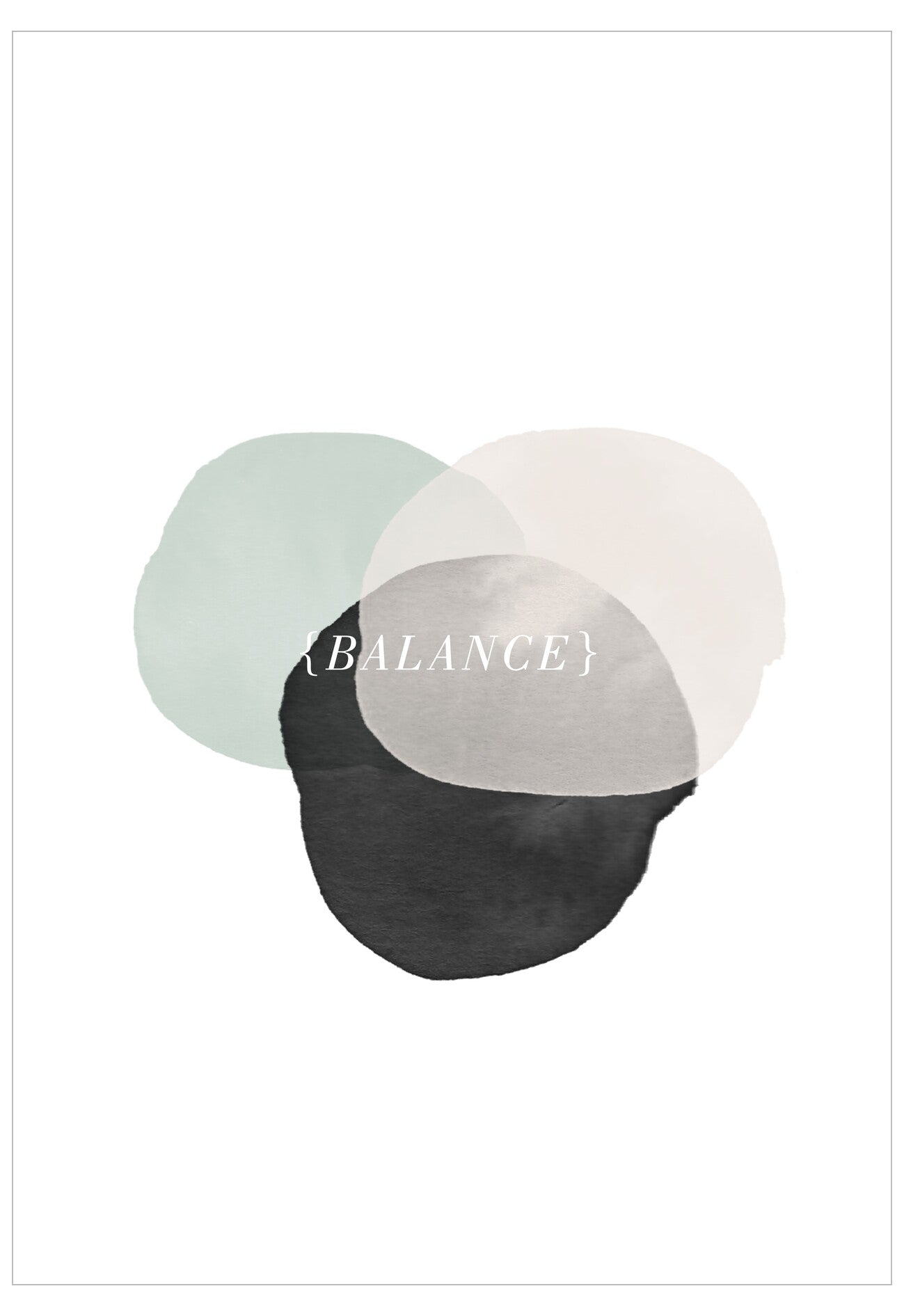 Color swatches in green, gray, and black with 'BALANCE' text on a white background