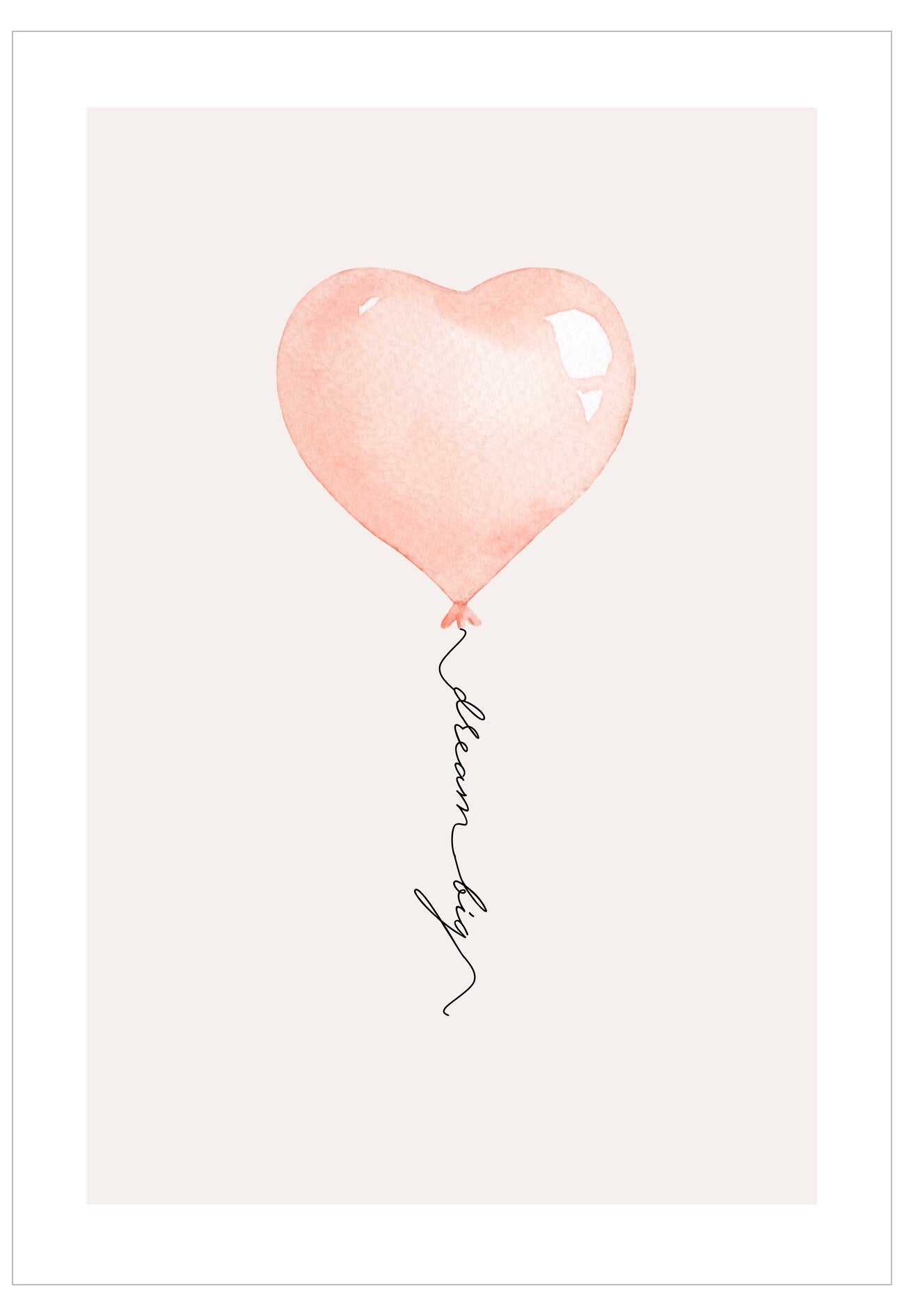 Heart-shaped balloon with 'Always' written on a light pink background