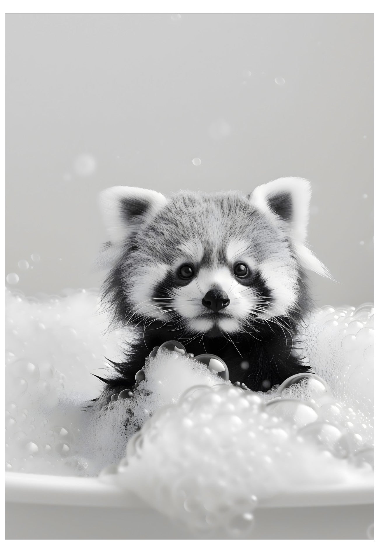 Poster of a cute Raccoon taking a bubble bath