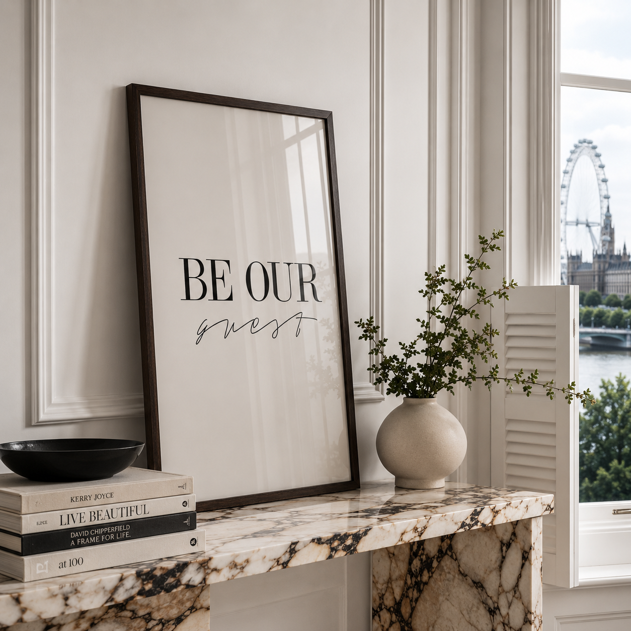 Be our guest Disney inspired poster in luxury london home