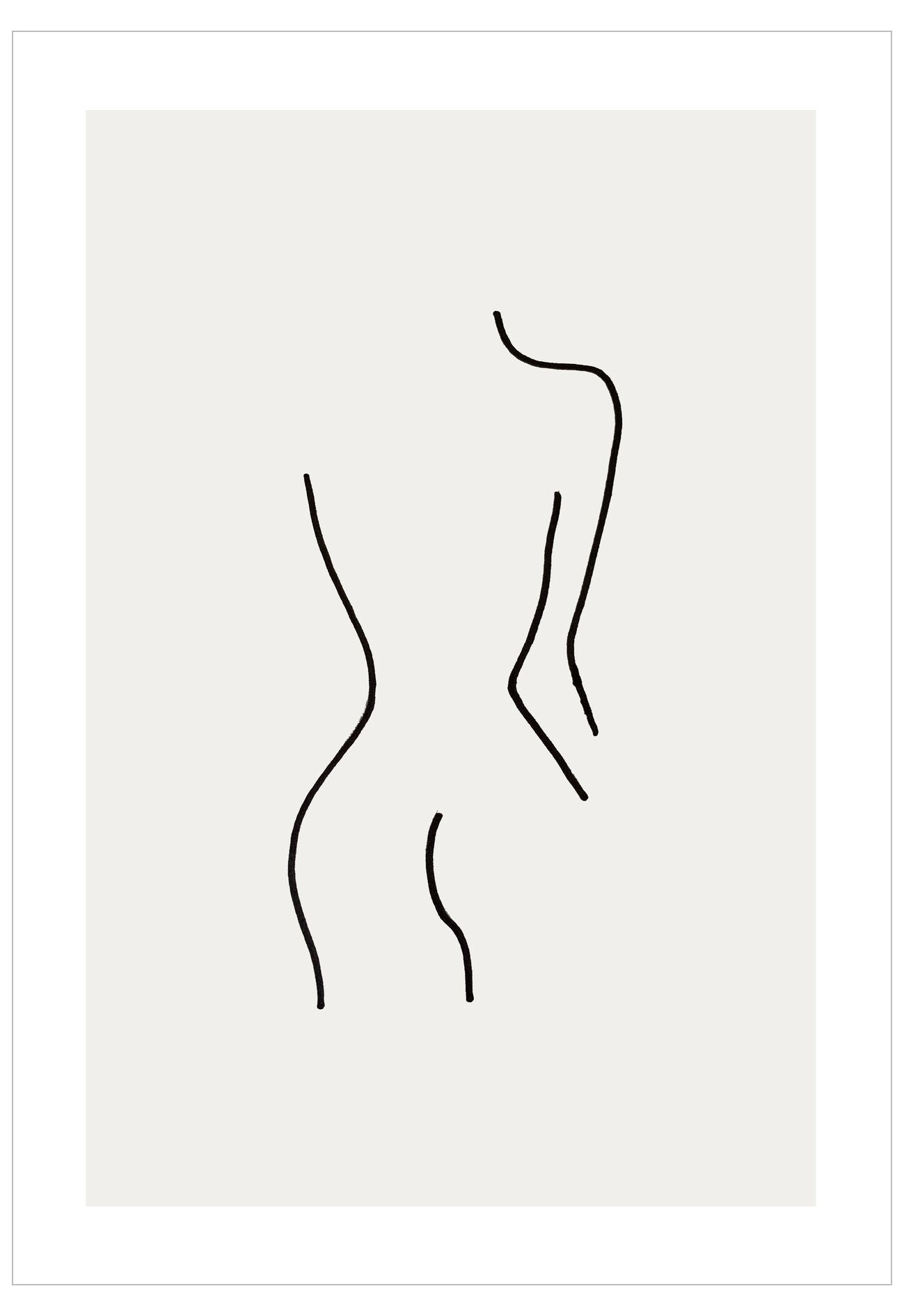 Minimalist line art of a human figure on a white background