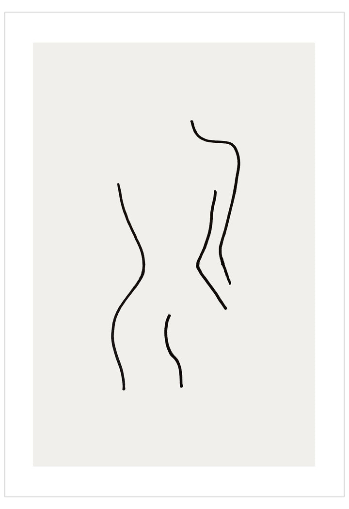 Minimalist line art of a human figure on a white background