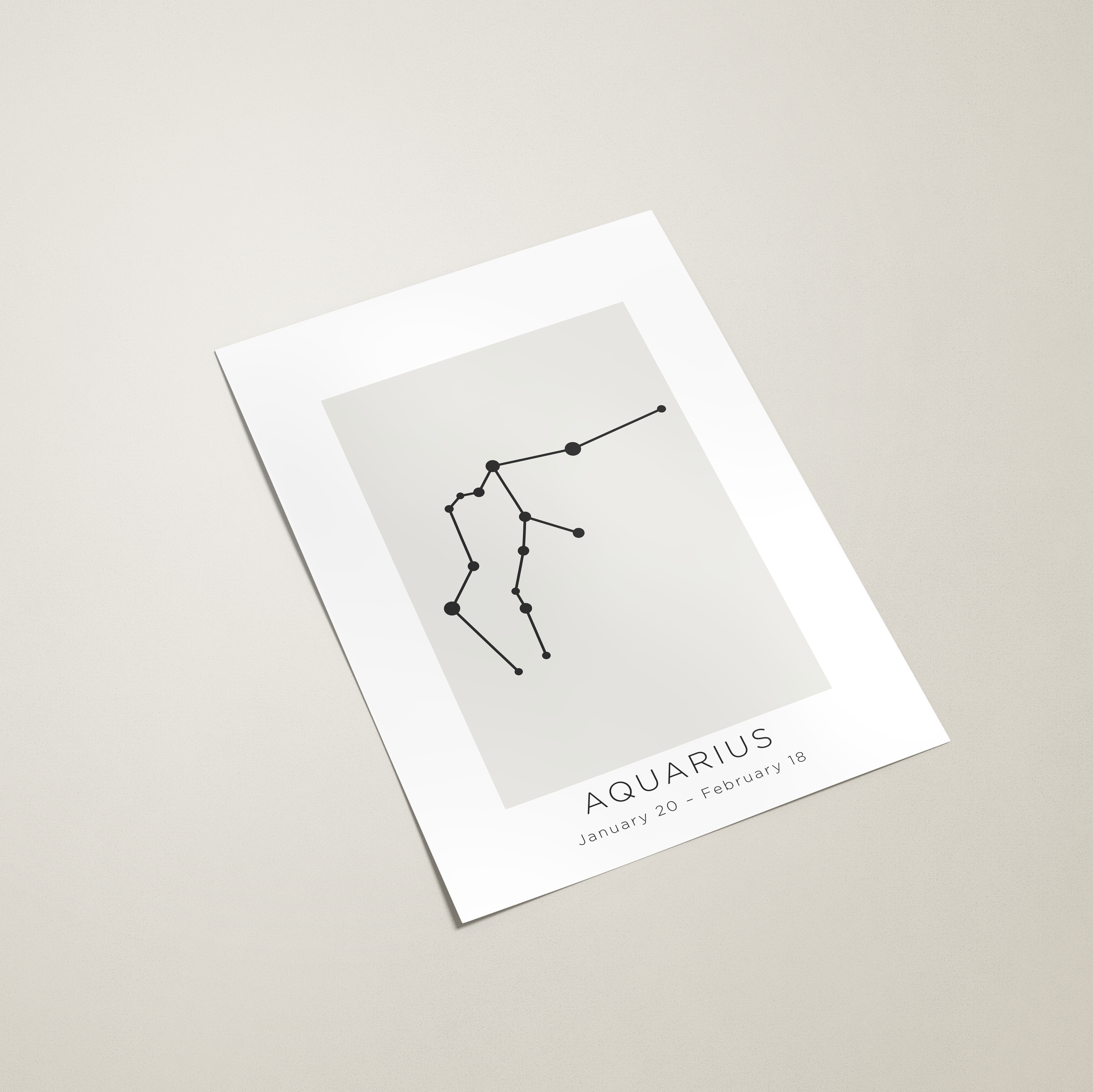 Aquarius constellation print on a light gray background
