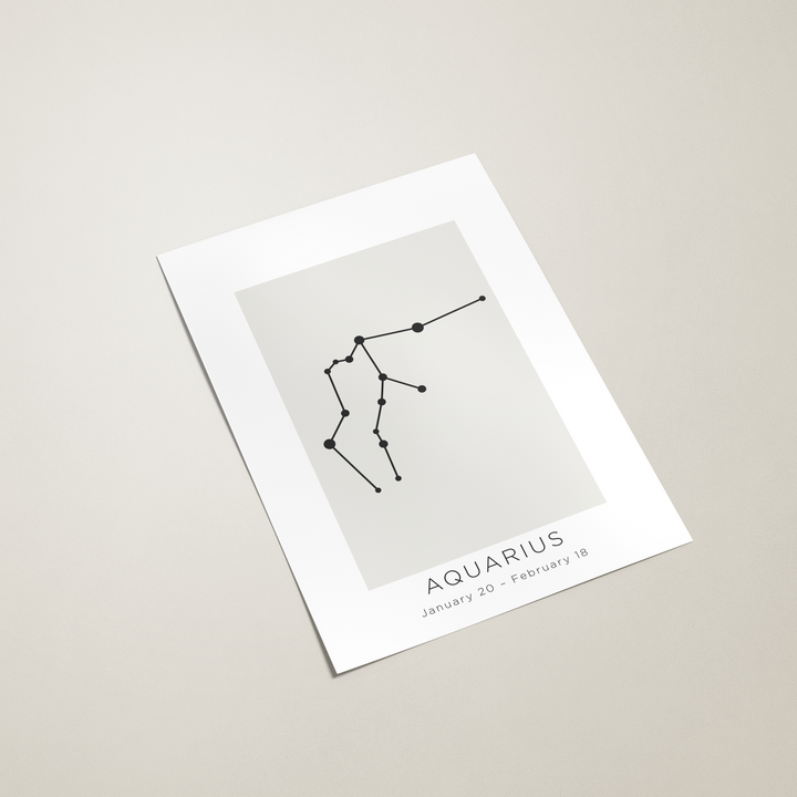 Aquarius constellation print on a light gray background