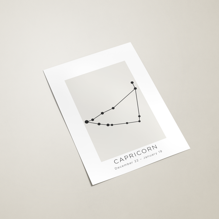 Abstract astrological Capricorn constellation print on a beige background