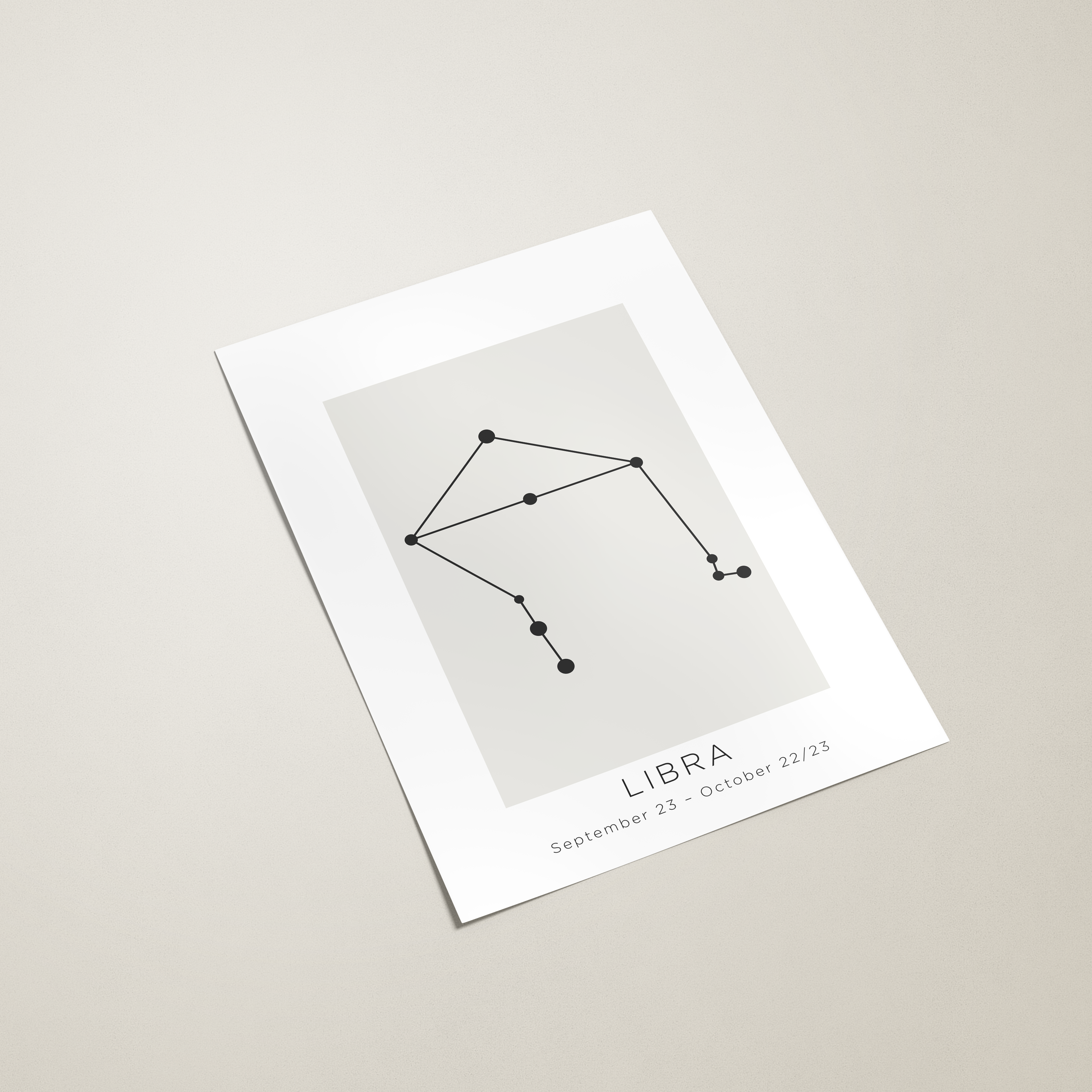 Libra zodiac constellation print on a beige background