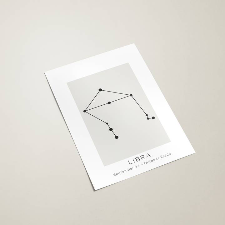 Libra zodiac constellation print on a beige background