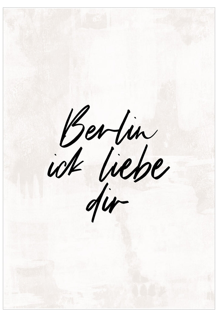 Text 'Berlin ich liebe dir' on a light marble background