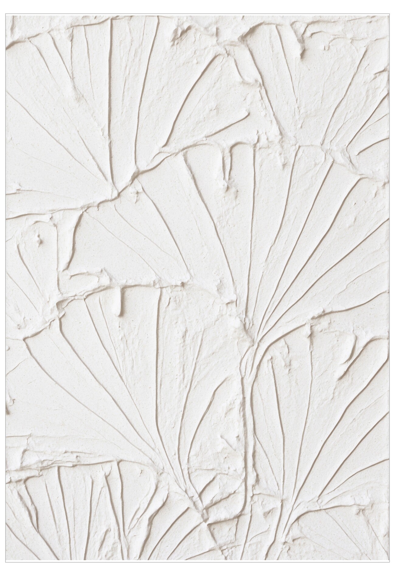 Textured white wall with abstract leaf-like patterns