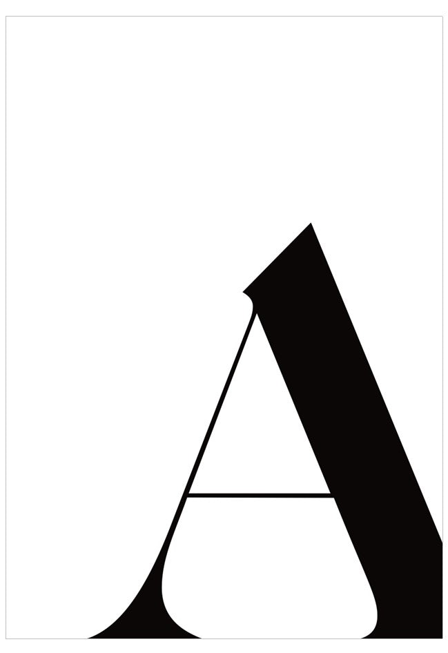 Black letter 'A' on a white background