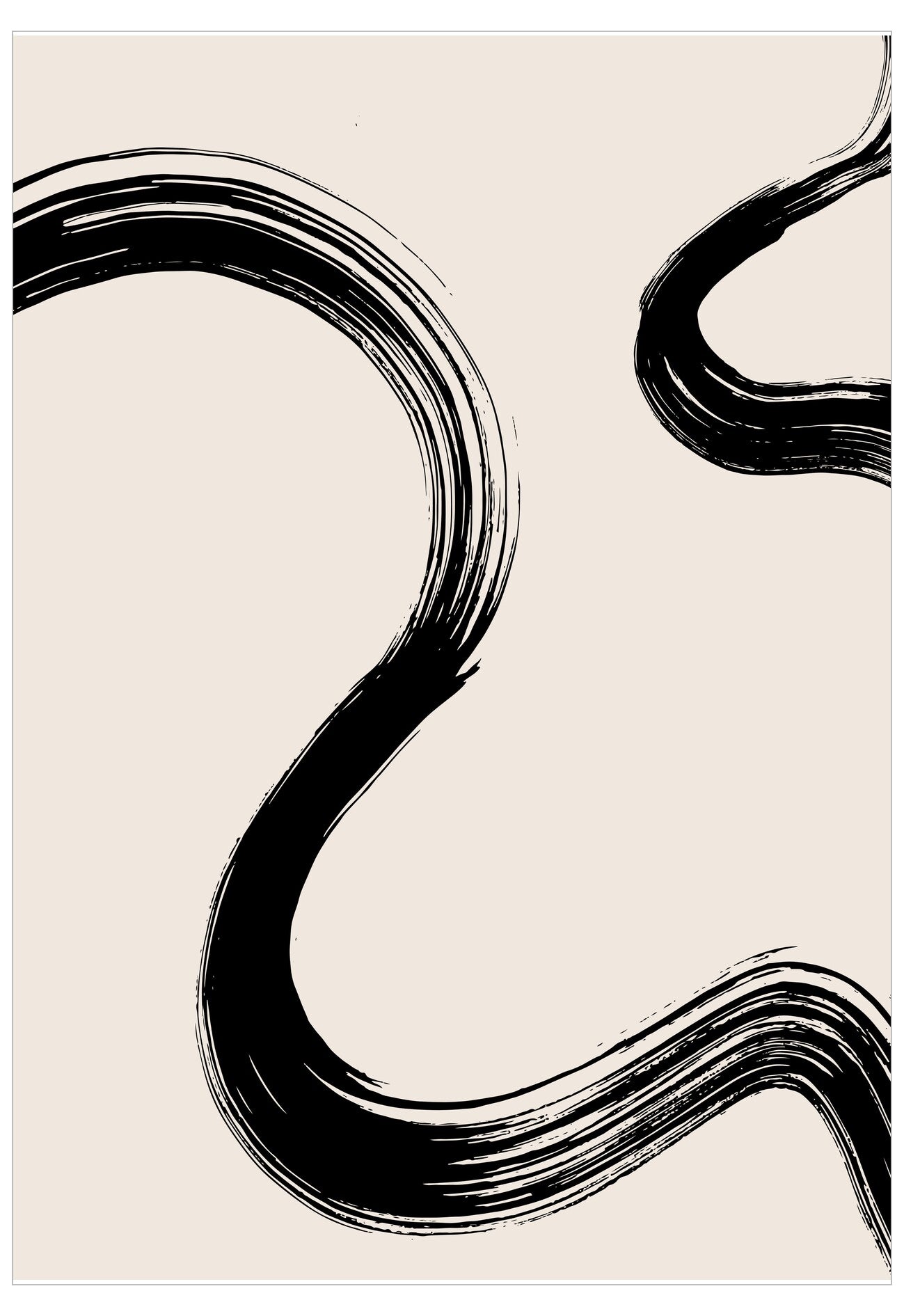 Black brushstroke design on a beige background