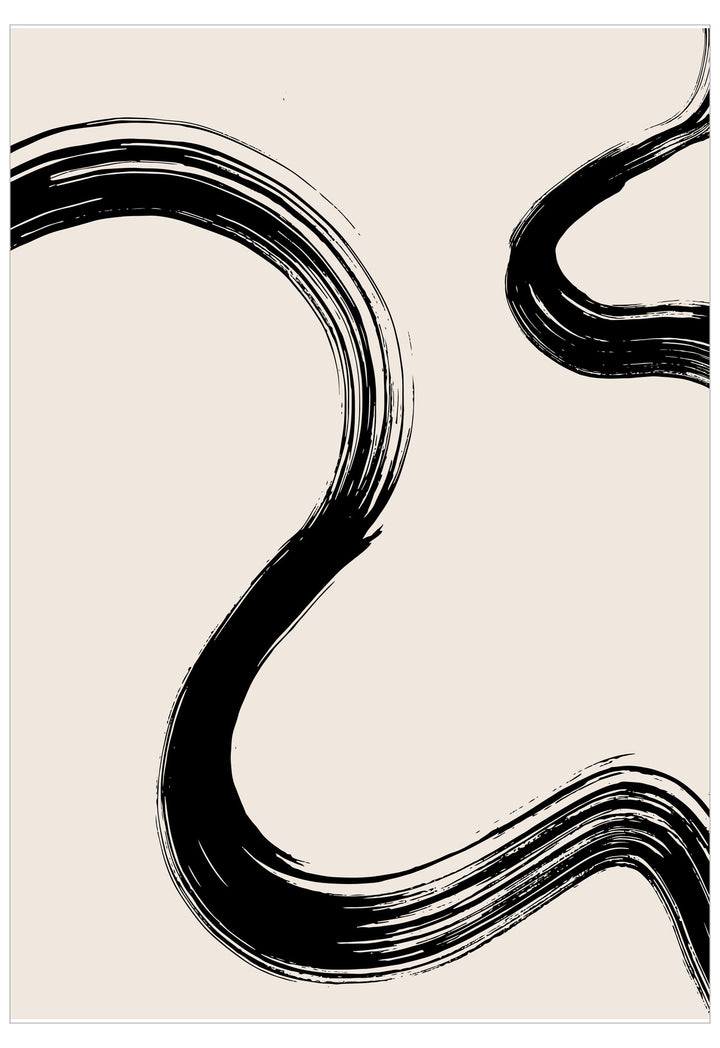 Black brushstroke design on a beige background