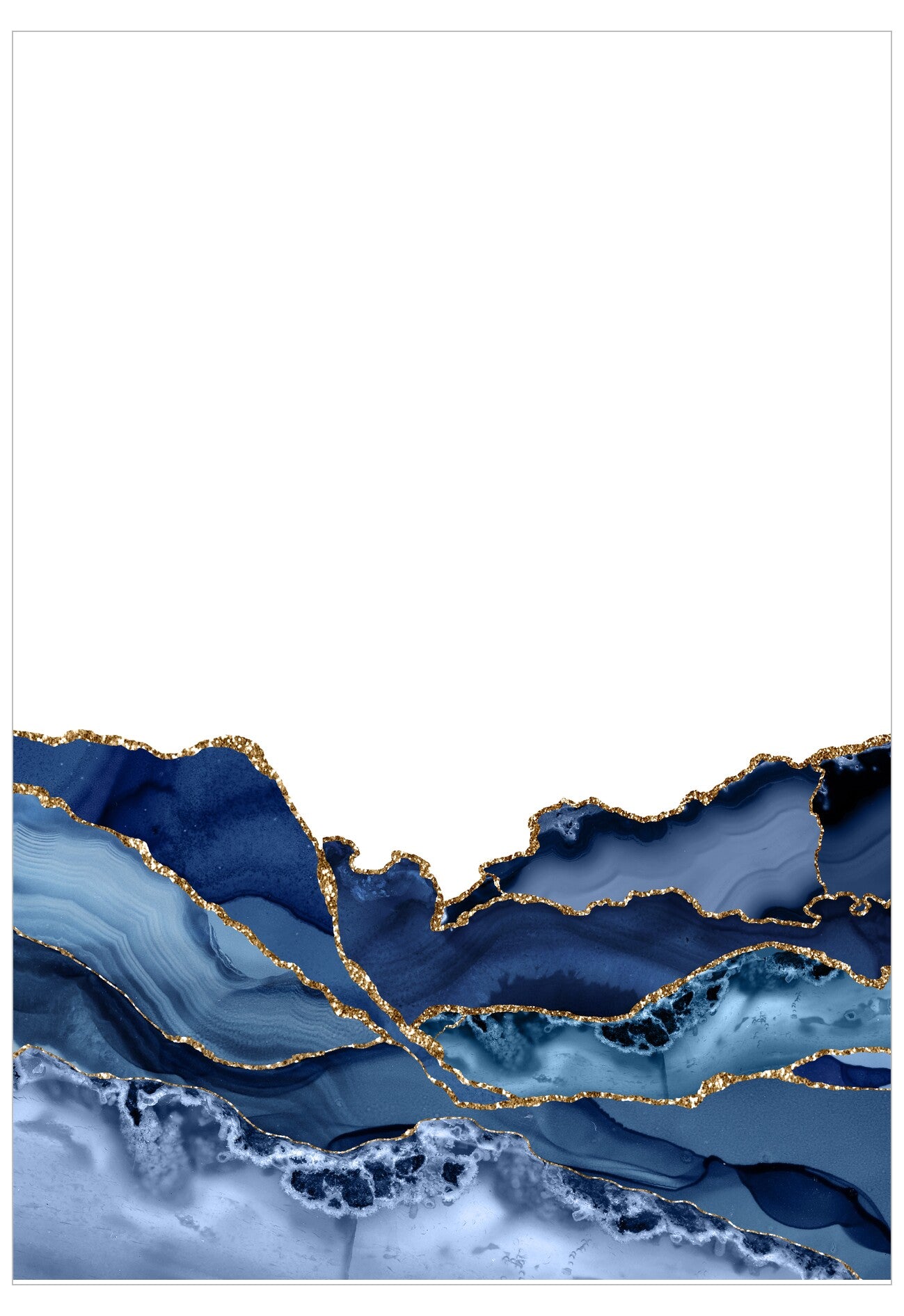 Abstract design with blue and gold patterns on a white background