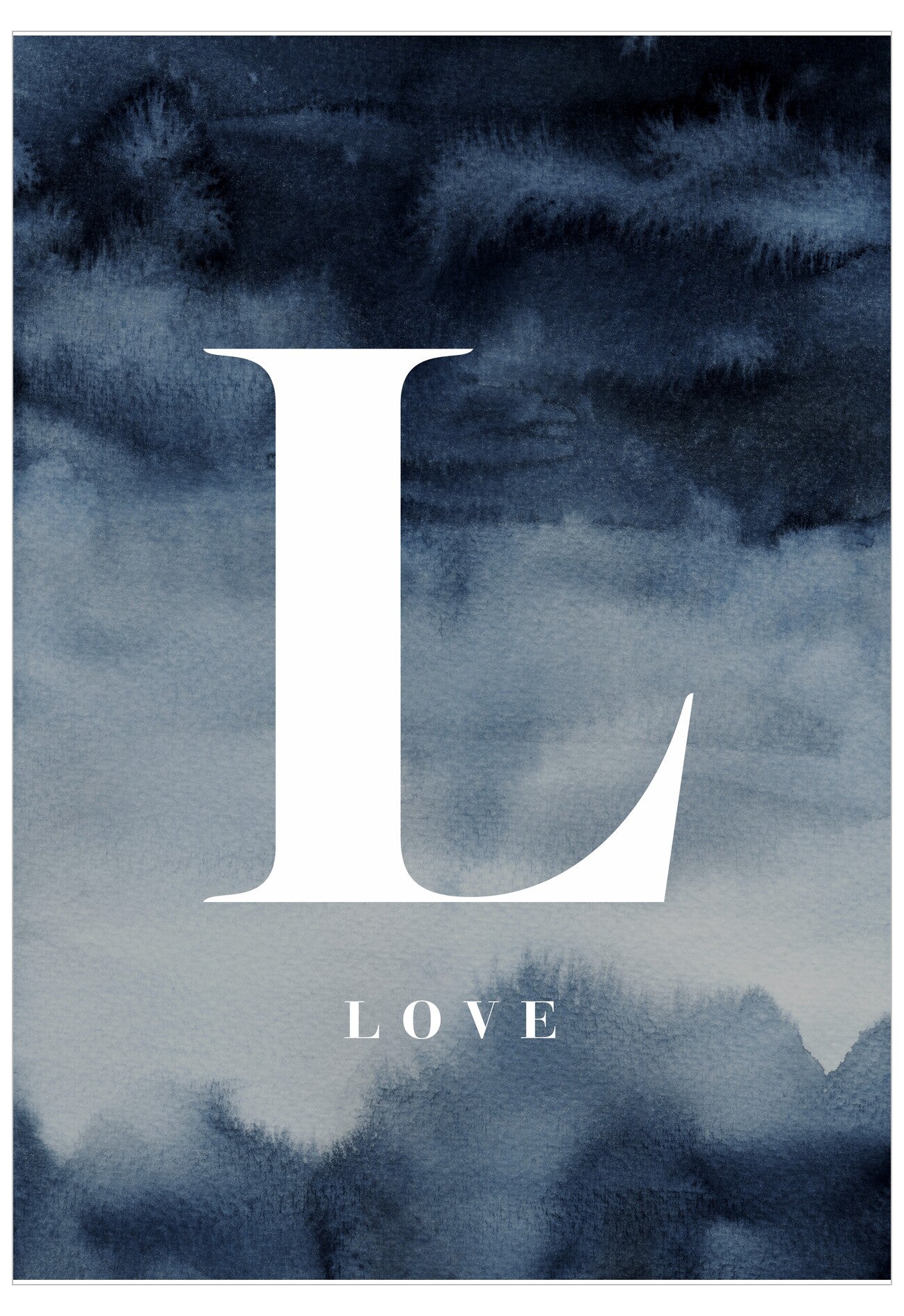 Letter 'L' with the word 'LOVE' on a watercolor background