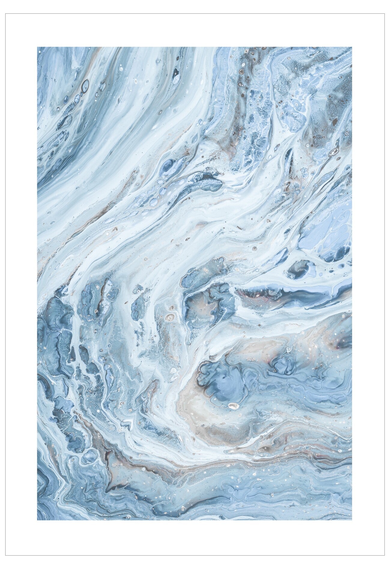 Marble pattern with blue and gray colors on a white background